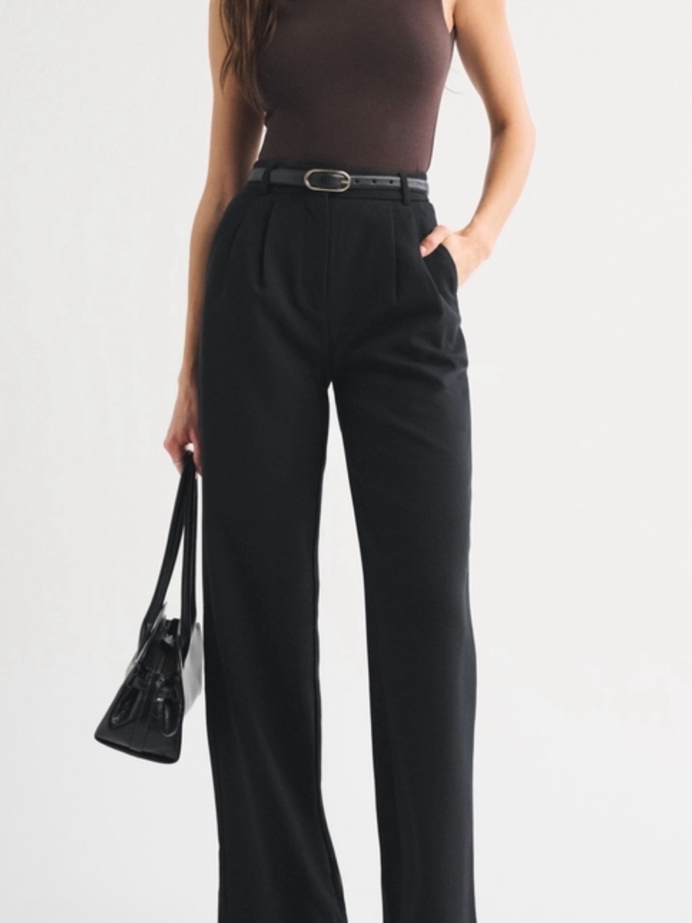 Abercrombie & Fitch Black Sloane High-Rise Wide Leg Trousers - size 6